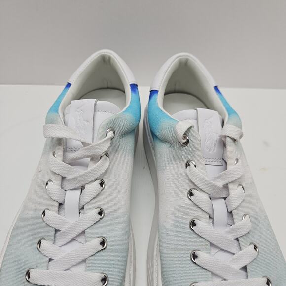 Polo Ralph Lauren Court125 Shoes Womens Tie Dye Turquoise Royal Aqua Canvas 6.5 - Picture 4 of 8